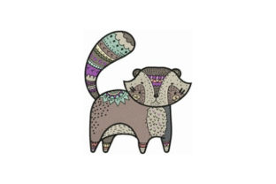 Decorated Raccoon Embroidery