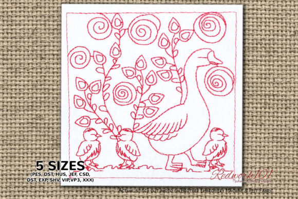 Duck with Ducklings Embroidery
