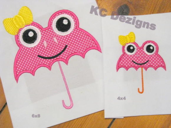 Girl Frog Umbrella Embroidery Design